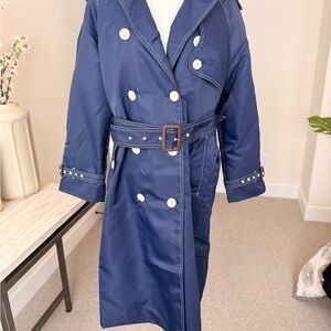 Stylish Navy Blue Trench Coat